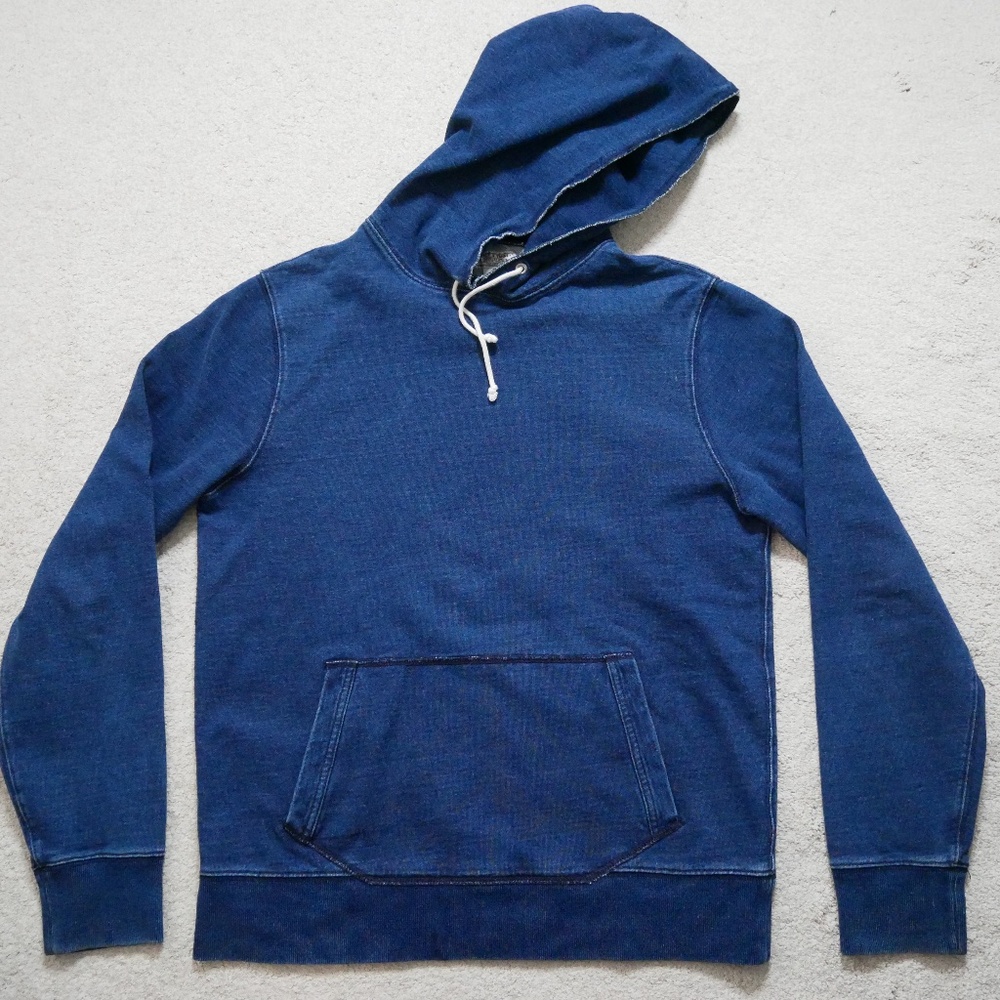 J Crew Wallace & Barnes Indigo dyed hoodie